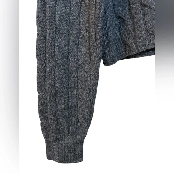 AG 100% Cashmere Cropped Cable Knit Sweater - Dark Gray (Size XS) - Picture 7 of 11